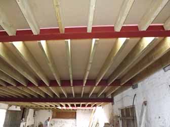 Timbers supporting the floor.